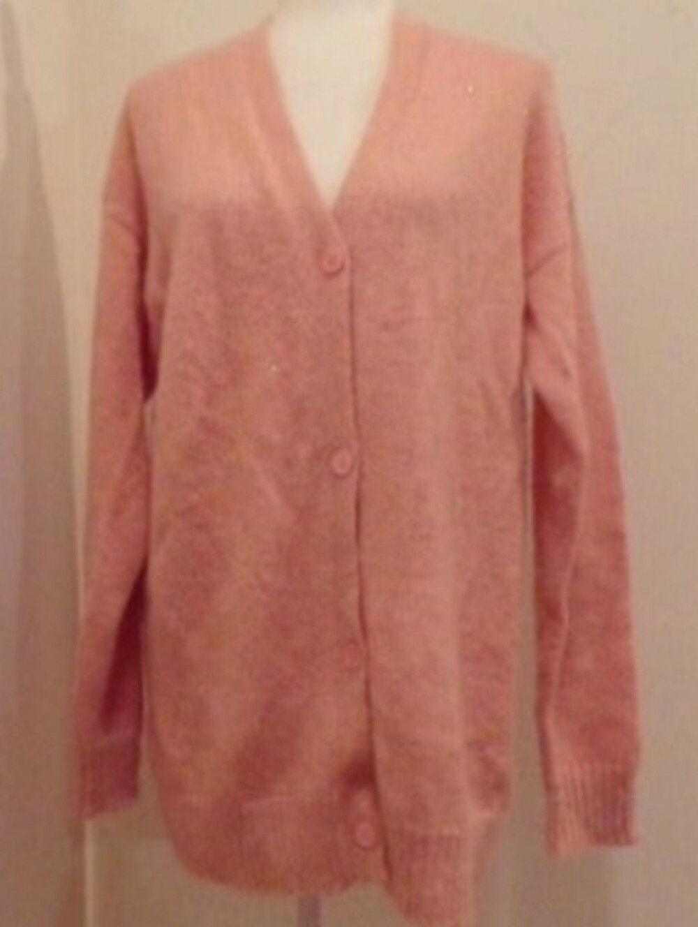 Miu Miu Women's Buttoned Rhinestone Long Sleeve Pink Cardigan Sz L